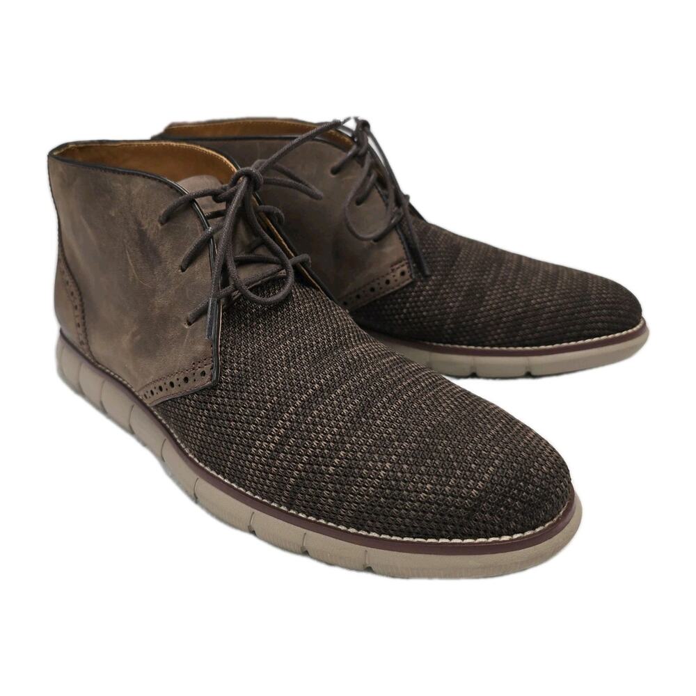 Johnston & Murphy Holden Chukka Boots Mens 9M Brown Leather Knit Memory Foam